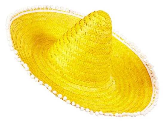 Sombrero esotico con pompon giallo 50 cm