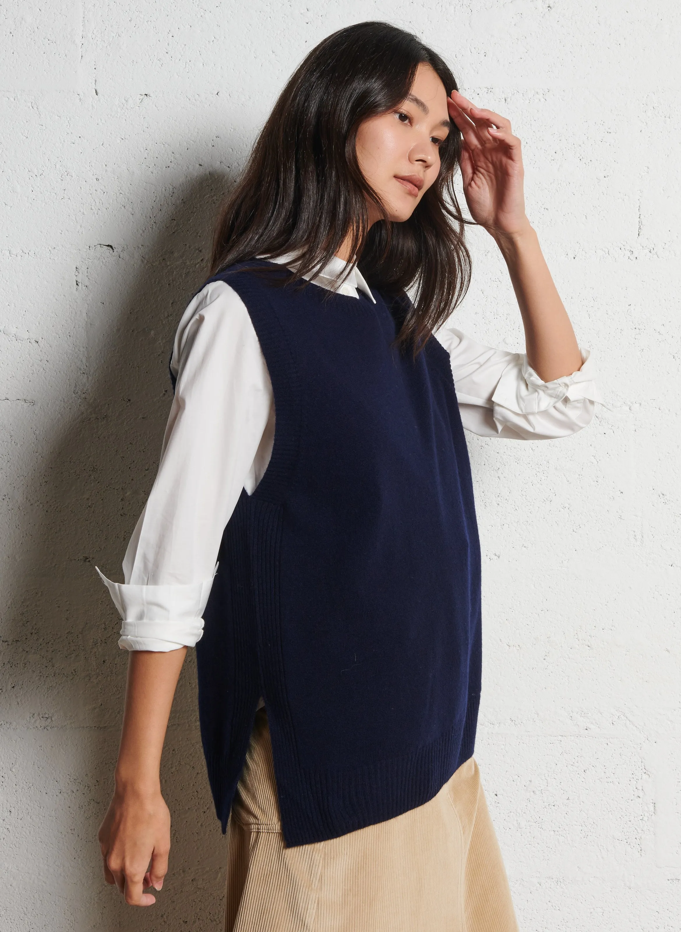  STELLA FOREST   YSEULT - Maglione diritto senza maniche in lana | Blu
